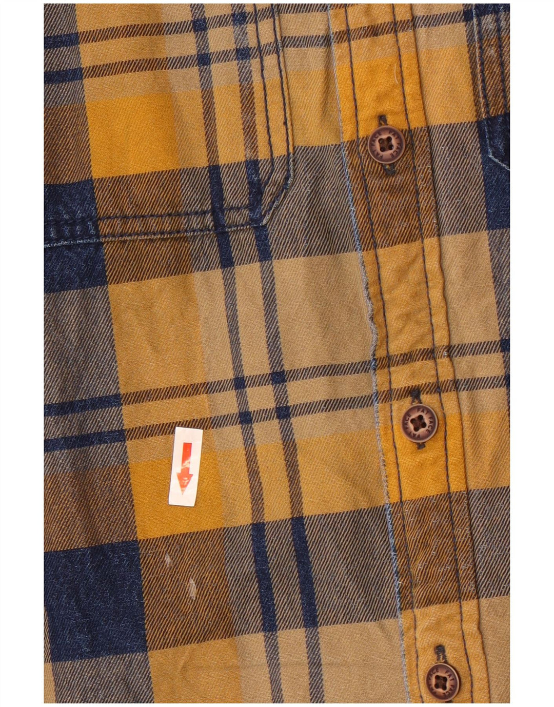 Fat Face Camicia da uomo in flanella vestibilità regolare in cotone a quadri gialli grandi