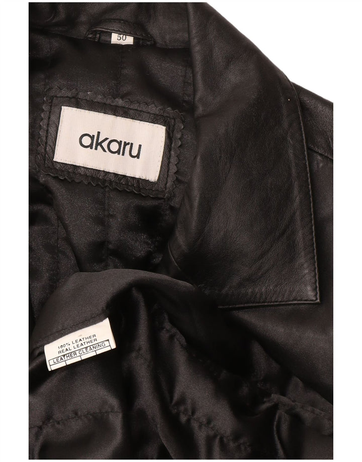 Cappotto in pelle da uomo EU 50 grande pelle nera