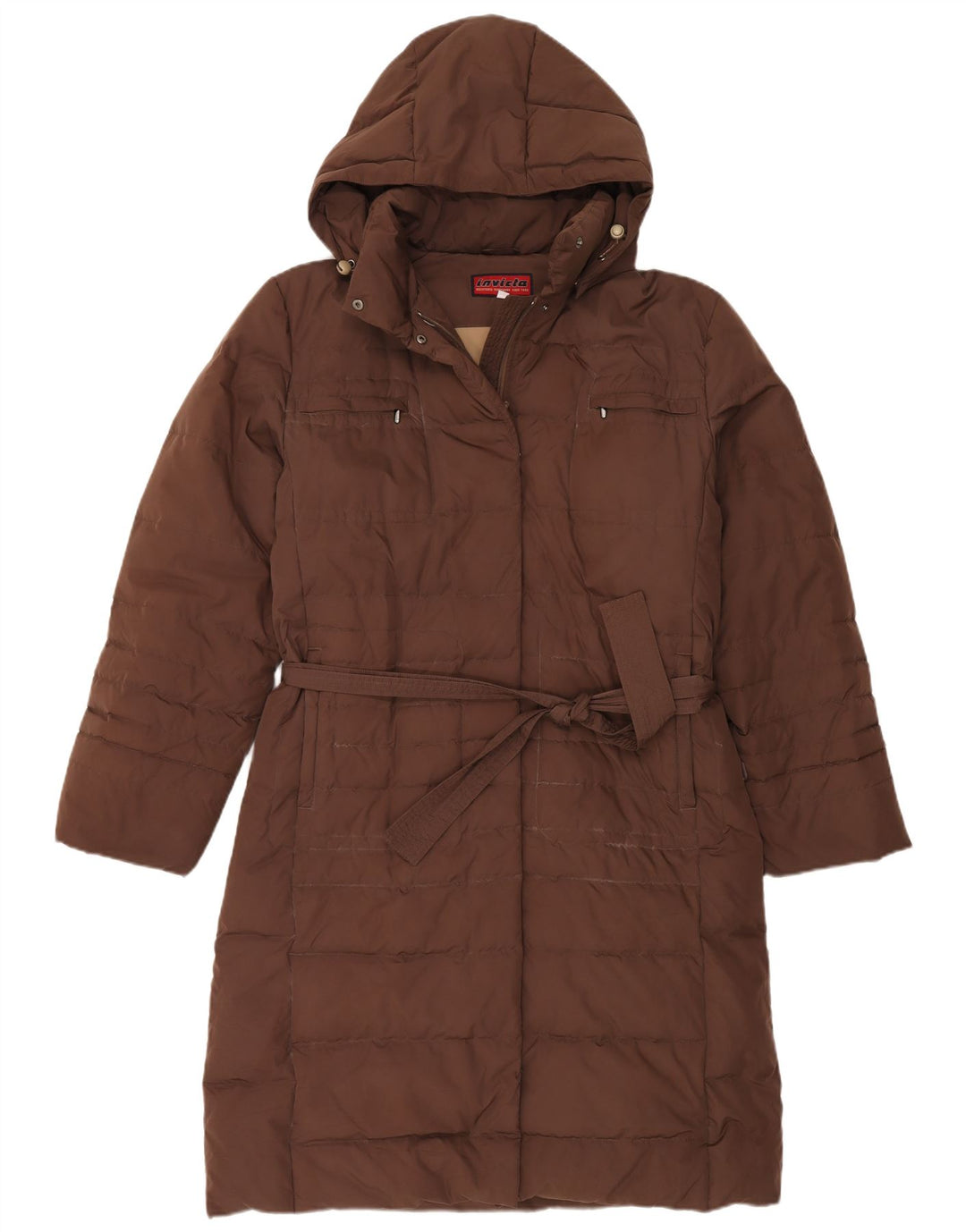 Cappotto imbottito con cappuccio da donna Invicta UK 16 grande poliestere marrone
