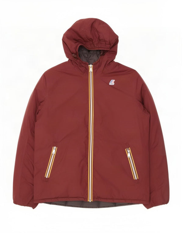 Giacca a vento con cappuccio da uomo K-Way UK 40 Large Maroon Poliammide
