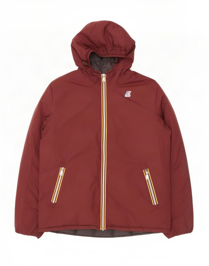 Giacca a vento con cappuccio da uomo K-Way UK 40 Large Maroon Poliammide