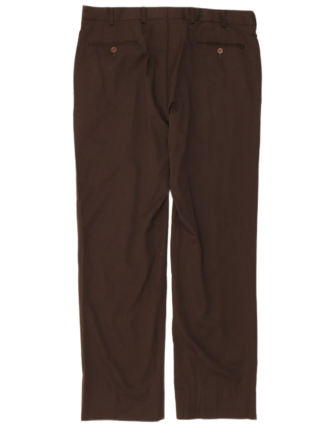 BROOKS BROTHERS Pantaloni da abito dritti Madison da uomo W38 L32 Lana marrone