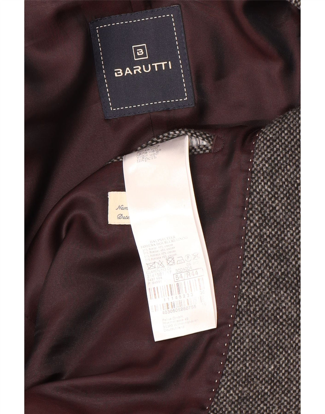 Giacca Blazer a 2 Bottoni da Uomo Barutti IT 54 2XL Lana Grigia