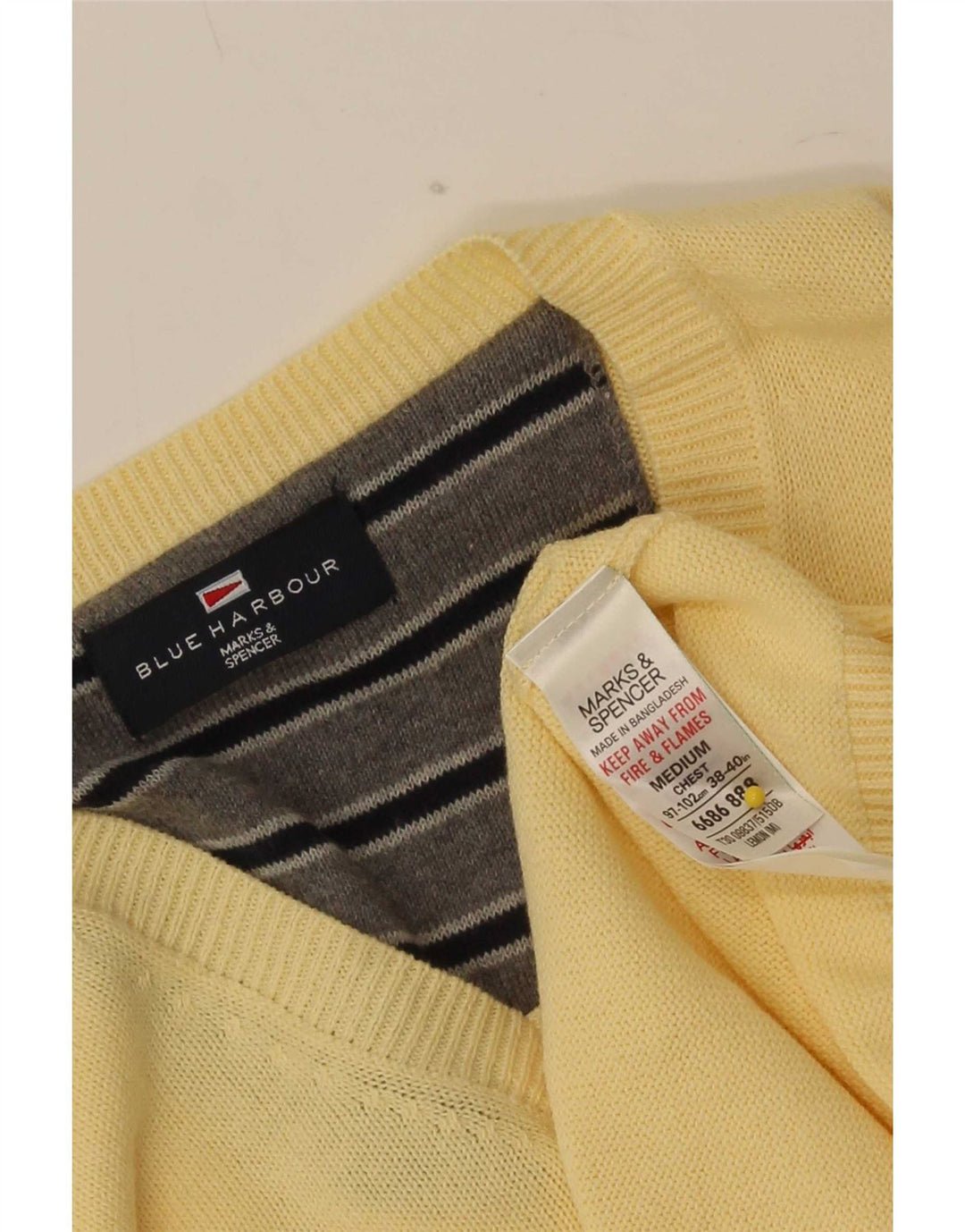 Maglione da uomo con scollo a V blu Harbour Marks & Spencer giallo medio
