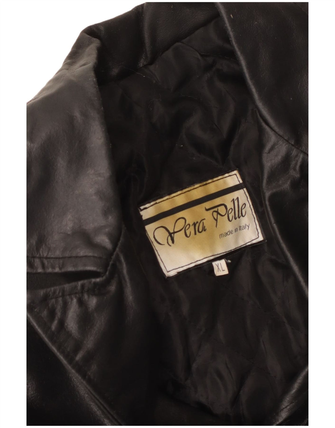 Cappotto in pelle vintage da donna UK 18 XL in pelle nera