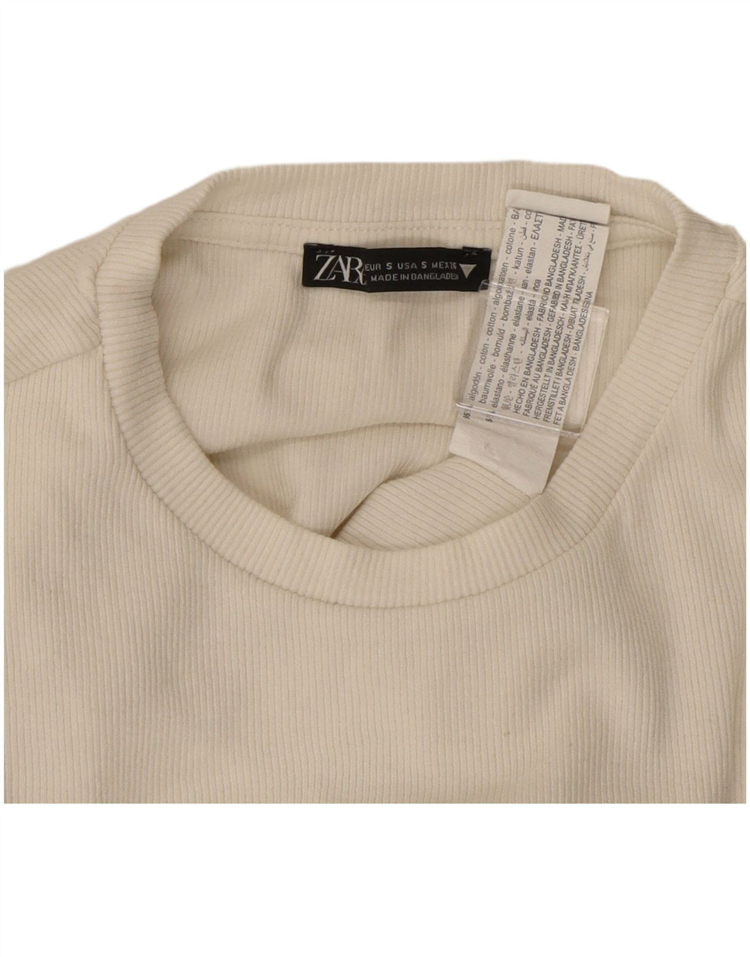 Body a maniche lunghe da donna ZARA UK 8 piccolo cotone bianco