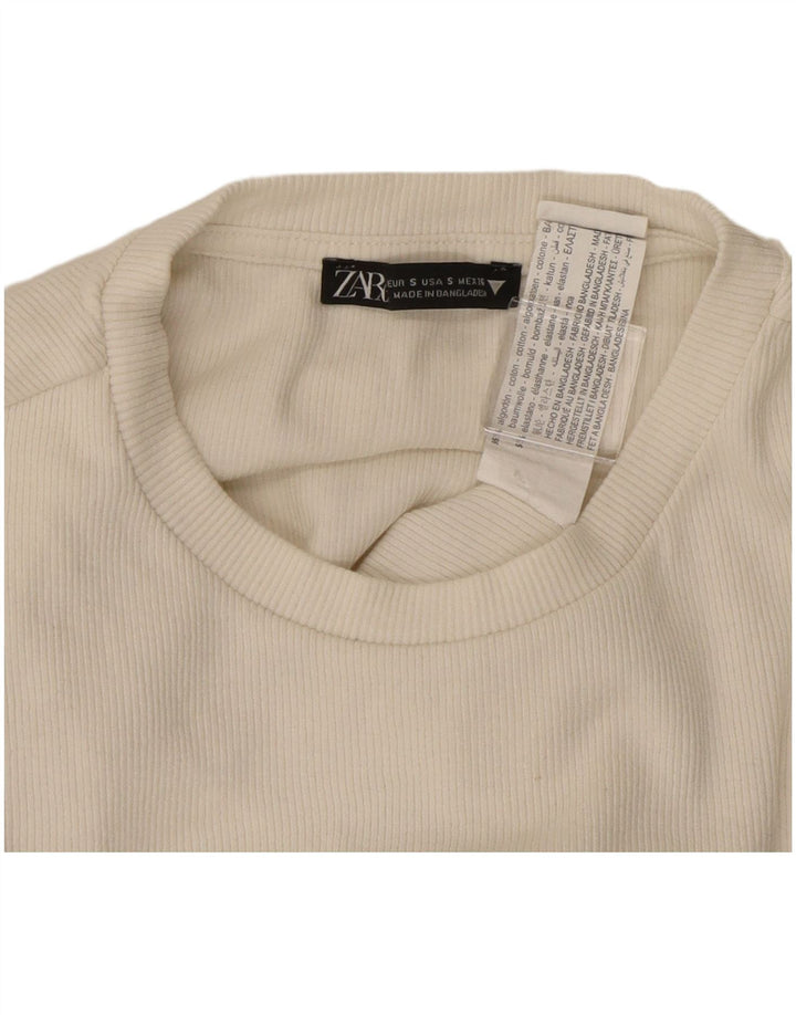 Body a maniche lunghe da donna ZARA UK 8 piccolo cotone bianco