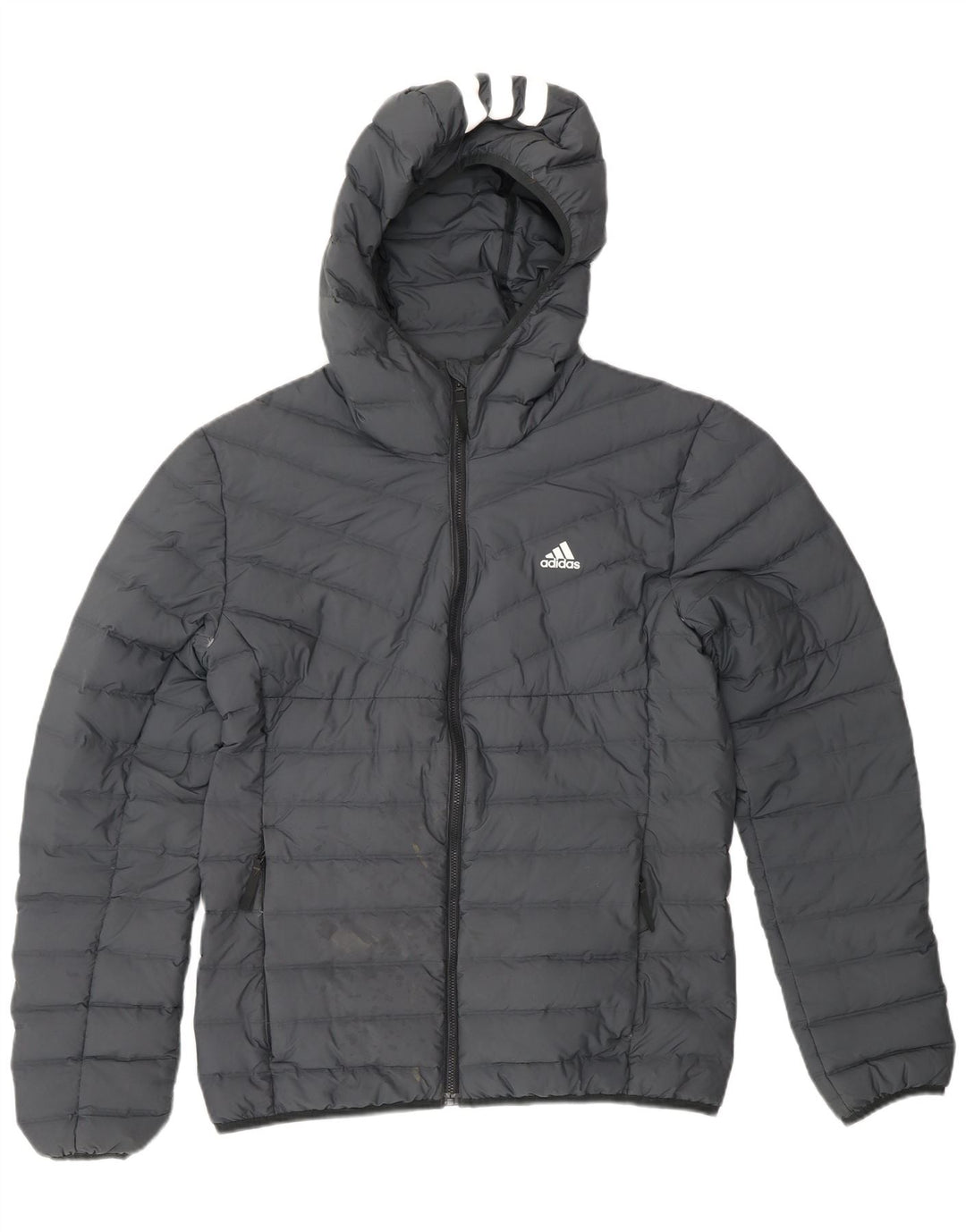 Giacca imbottita con cappuccio da uomo ADIDAS UK 38 Poliestere grigio medio