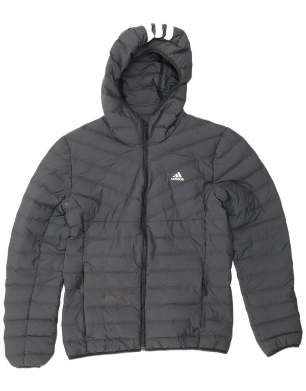 Giacca imbottita con cappuccio da uomo ADIDAS UK 38 Poliestere grigio medio