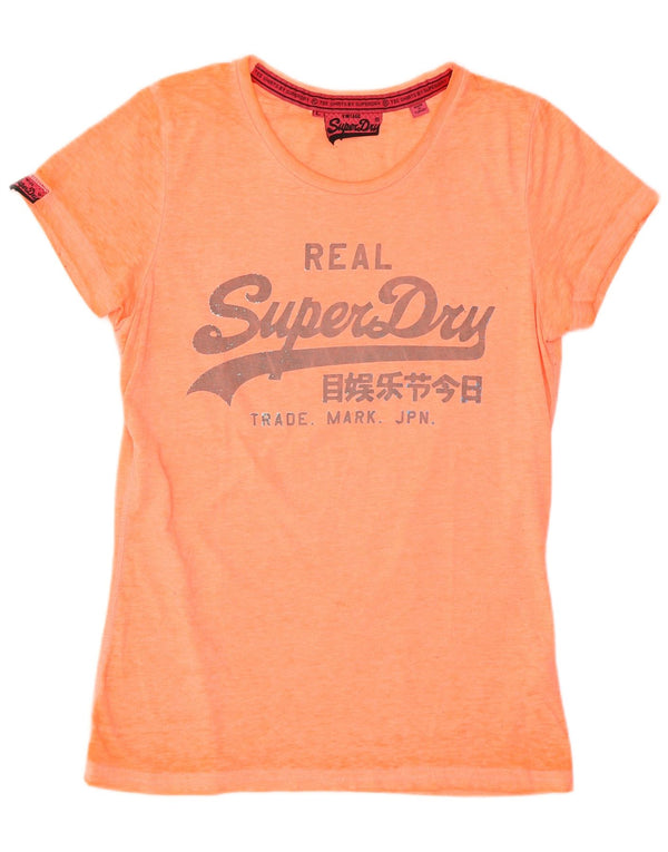 T-shirt grafica da donna Superdry Top UK 14 Large Arancione Cotone