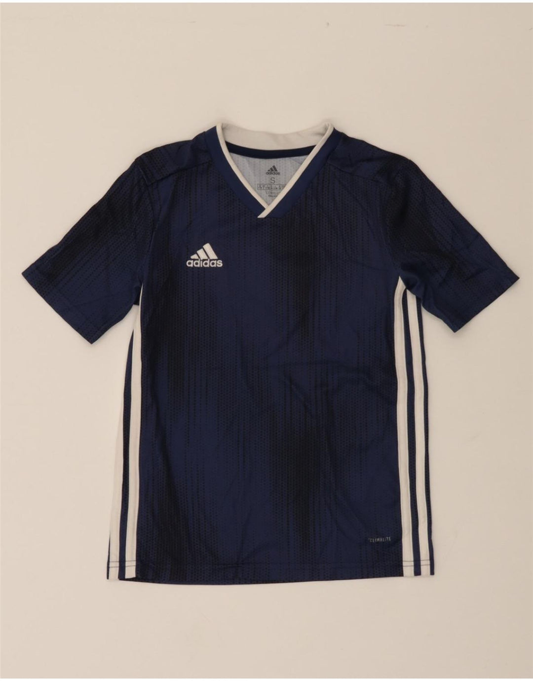 ADIDAS Boys Climalite T-Shirt Top 9-10 Years Small Navy Blue Polyester Vintage Adidas and Second-Hand Adidas from Messina Hembry 