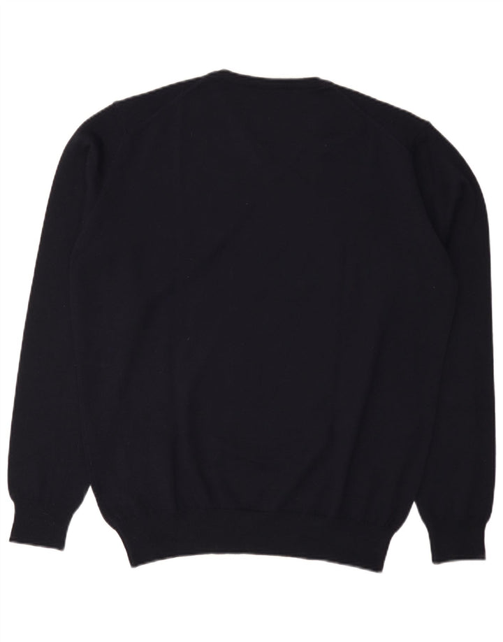 Maglione da uomo con scollo a V Dack's XL in lana blu navy
