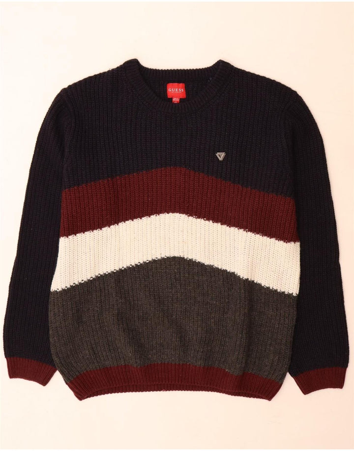Maglione maglione girocollo da uomo Guess 2XL acrilico color block multicolore