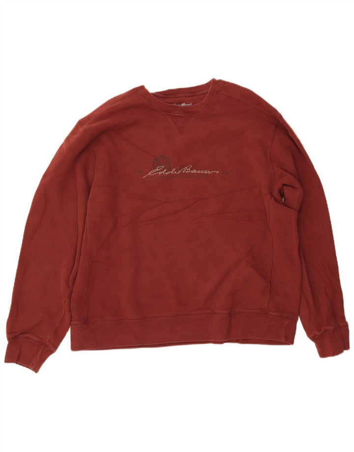 EDDIE BAUER Felpa grafica da uomo Maglione XL Cotone marrone
