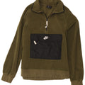 Maglione in pile da donna Nike con collo e zip UK 10 piccolo poliestere color block kaki