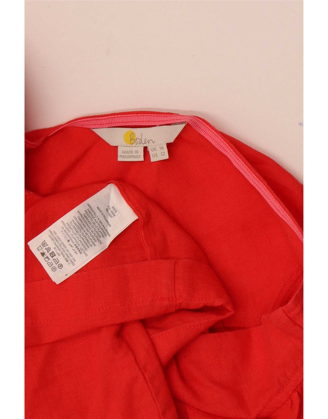 Boden Camicetta senza maniche da donna Top UK 16 Grande lino rosso