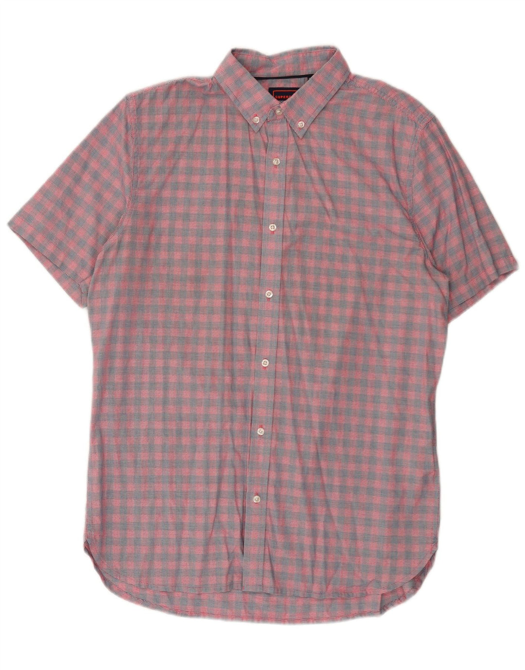 Camicia da uomo a maniche corte con vestibilità regolare Superdry, in cotone a quadri rosa grande