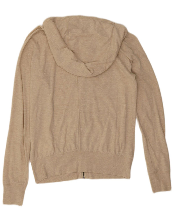 Felpa con cappuccio e zip oversize grafica Nike da donna UK 10 piccola beige chiazzata