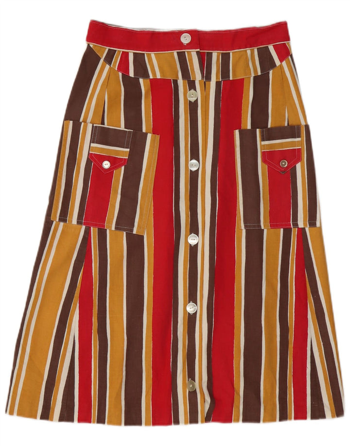 Gonna a trapezio da donna vintage W26 piccola a righe multicolore