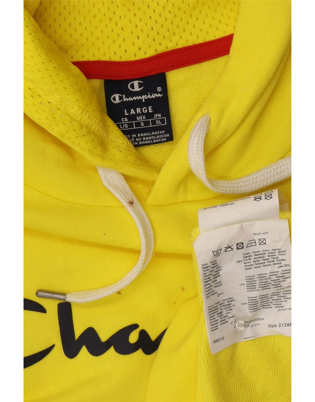 Maglione con cappuccio grafico da uomo Champion grande in cotone giallo
