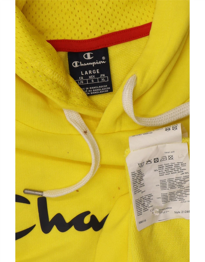 Maglione con cappuccio grafico da uomo Champion grande in cotone giallo