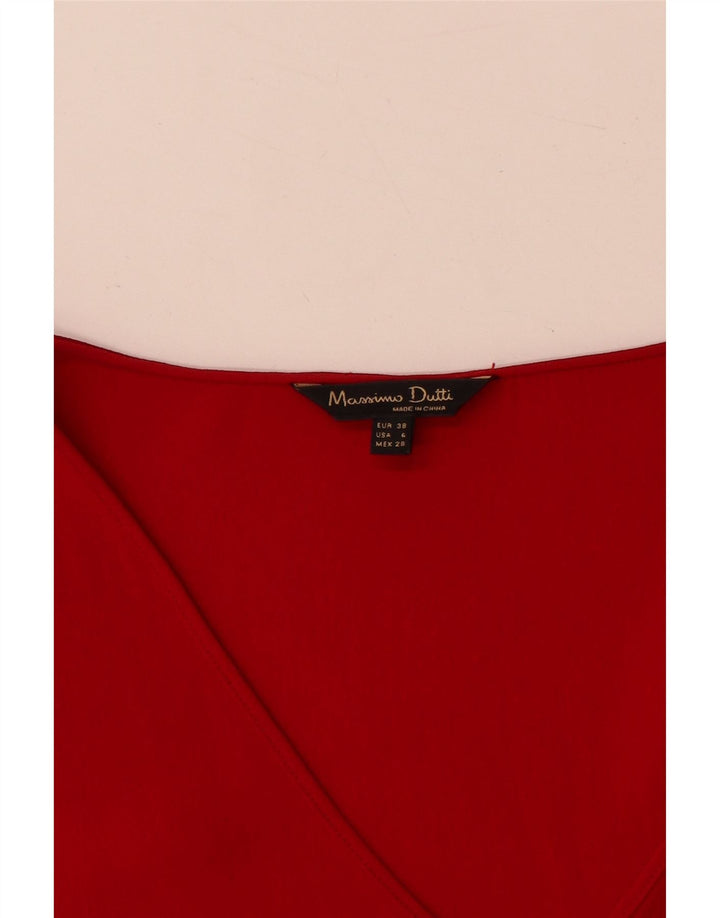 Massimo Dutti Camicetta a maniche lunghe da donna Top EU 38 Small Red Viscosa