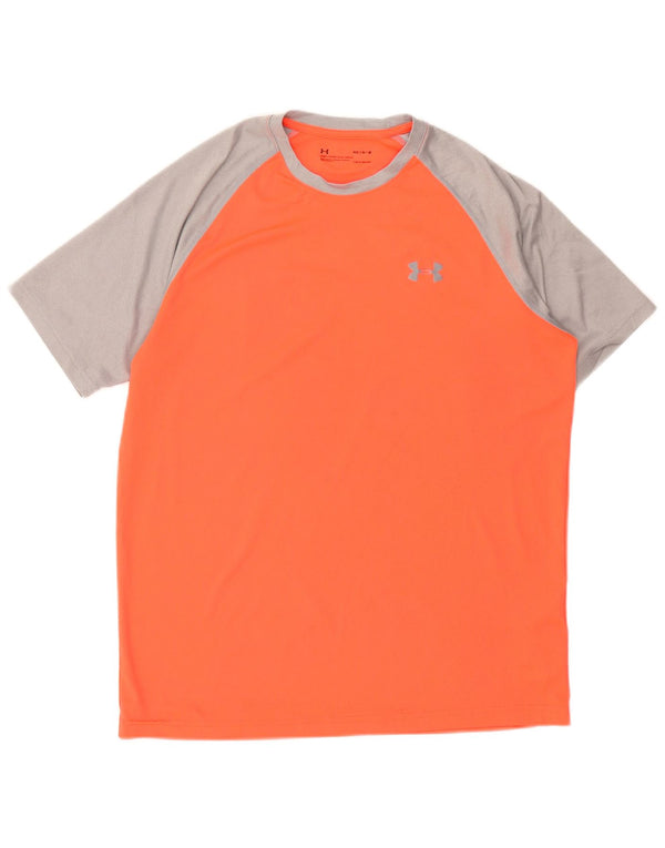 Maglietta Under Armour da uomo Heat Gear Top in poliestere color block arancione medio