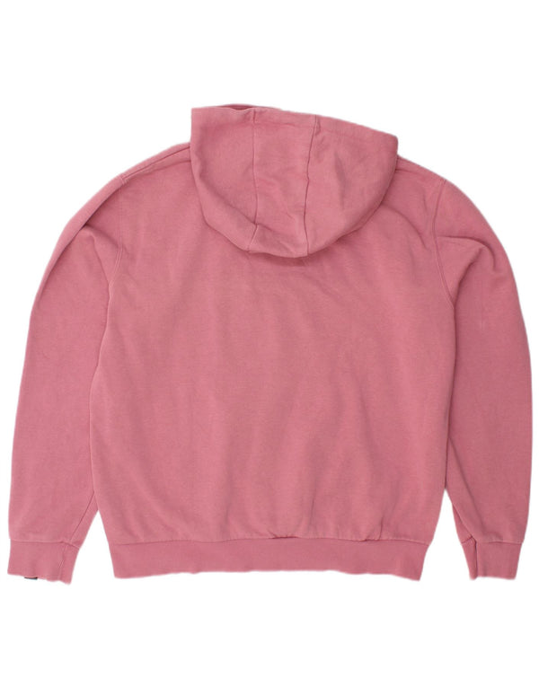 ELLESSE Felpa con cappuccio grafica da donna UK 14 Large Rosa Cotone