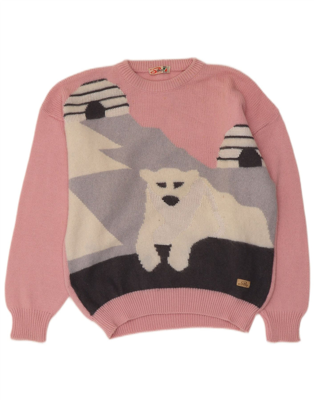 Maglione girocollo con grafica da donna Silvy IT 44 Colorblock rosa medio