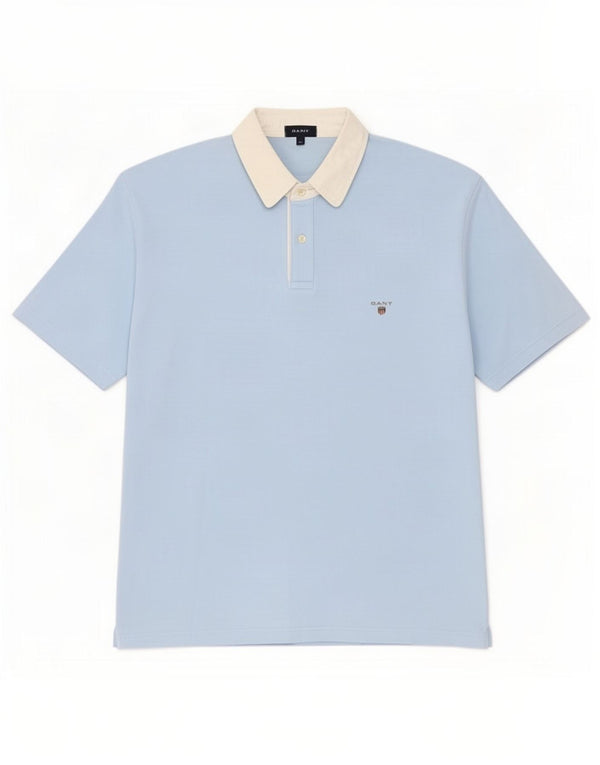 Gant Mens Polo Shirt XL Blue Colourblock Cotton