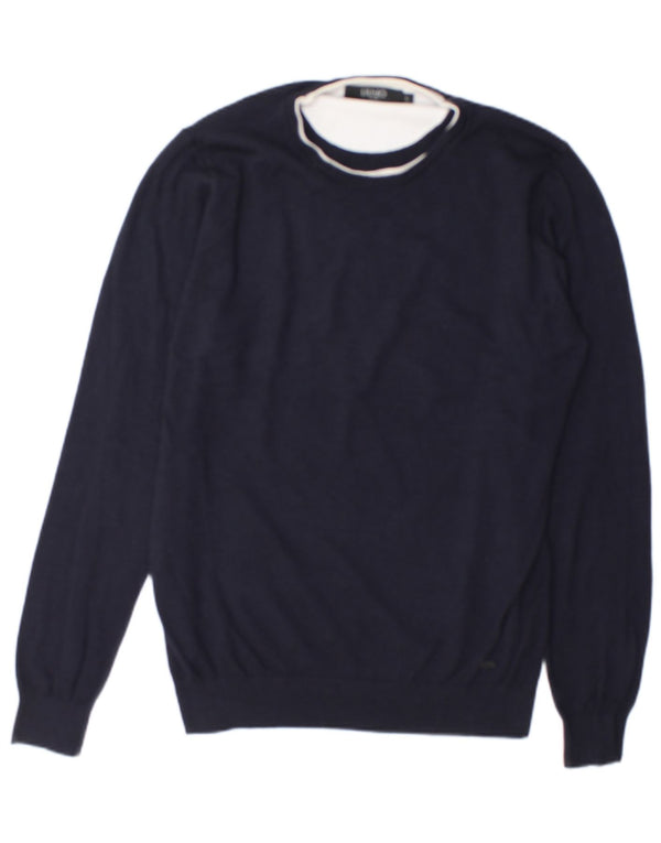 Liu Jo Uomo Maglione Girocollo Maglione Grande Cotone Blu Navy