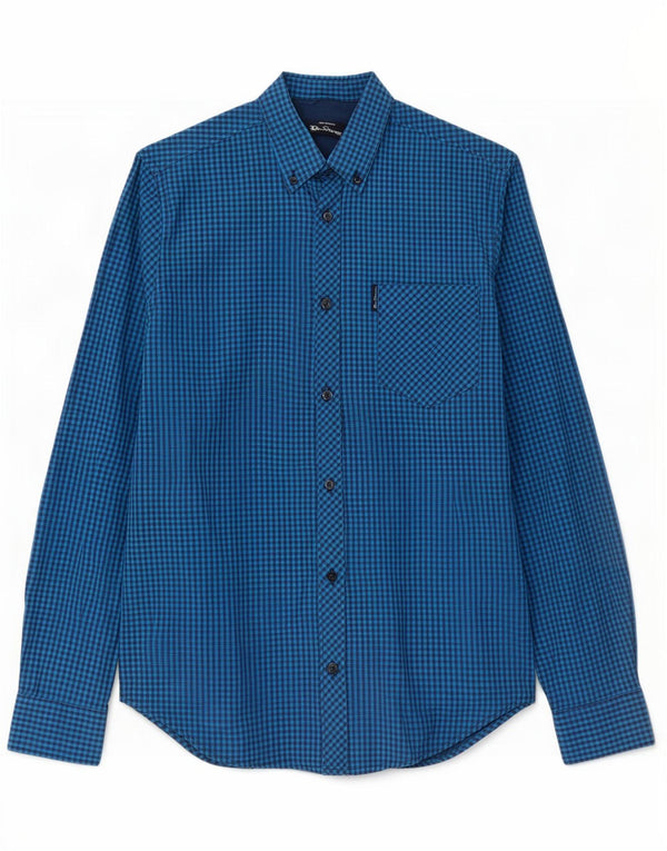 Camicia da uomo Ben Sherman piccola in cotone a quadretti blu