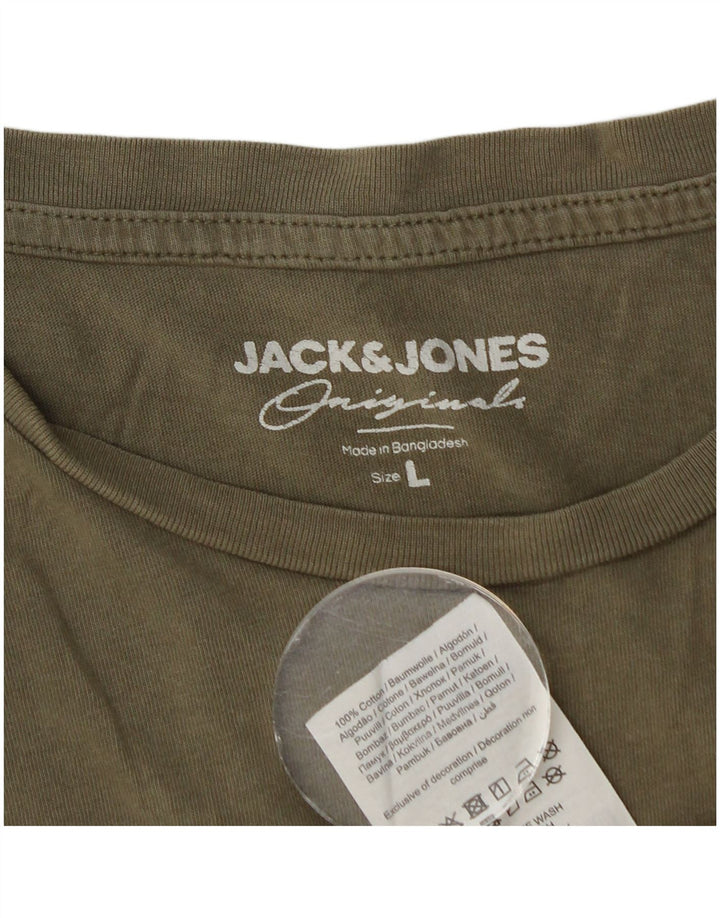 T-shirt da uomo Jack & Jones Top grande in cotone kaki