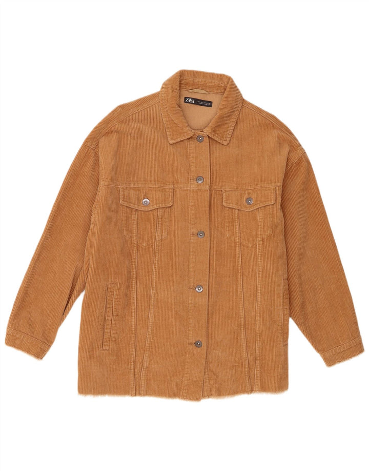 Giacca da donna oversize in velluto a coste Zara UK 16 grande in cotone beige