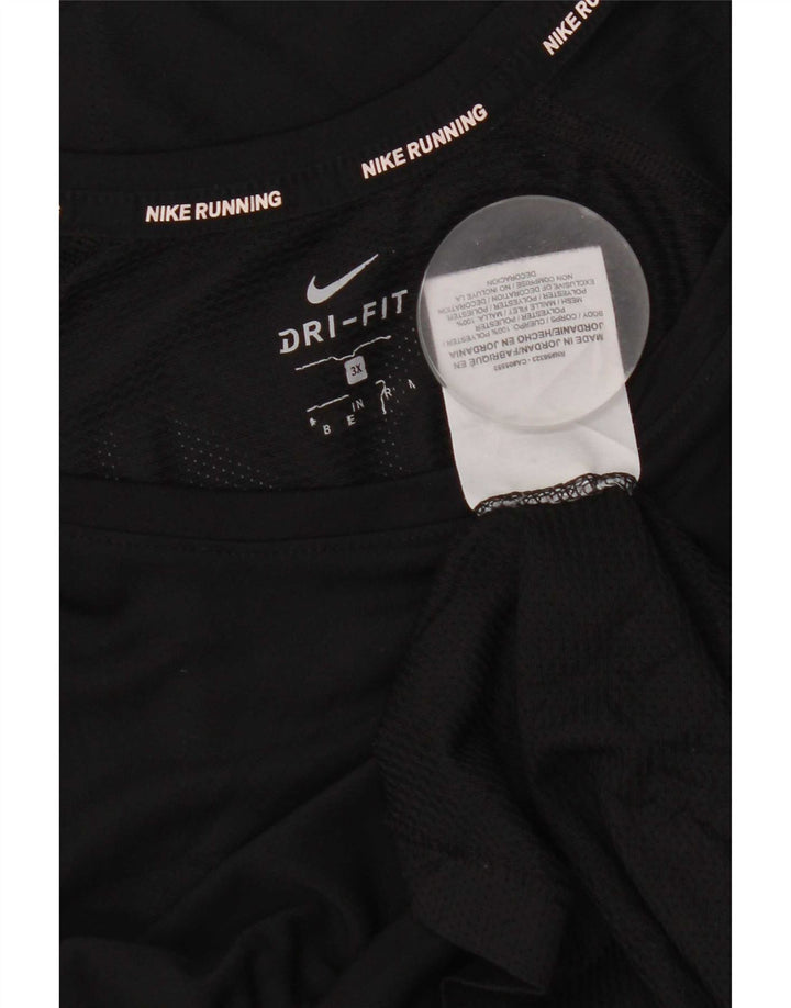 Nike Dri Fit Top manica lunga da donna UK 22 3XL poliestere nero