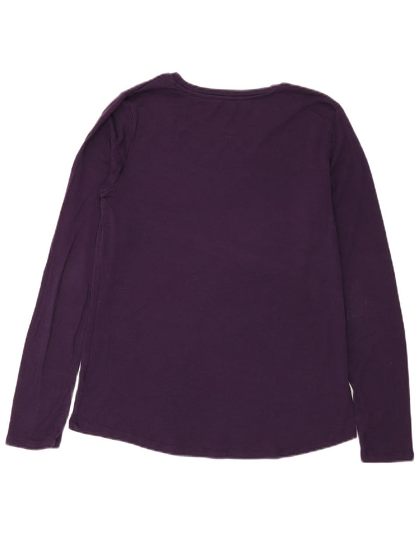 Eddie Bauer Top da donna a maniche lunghe UK 14 Large Viola in cotone