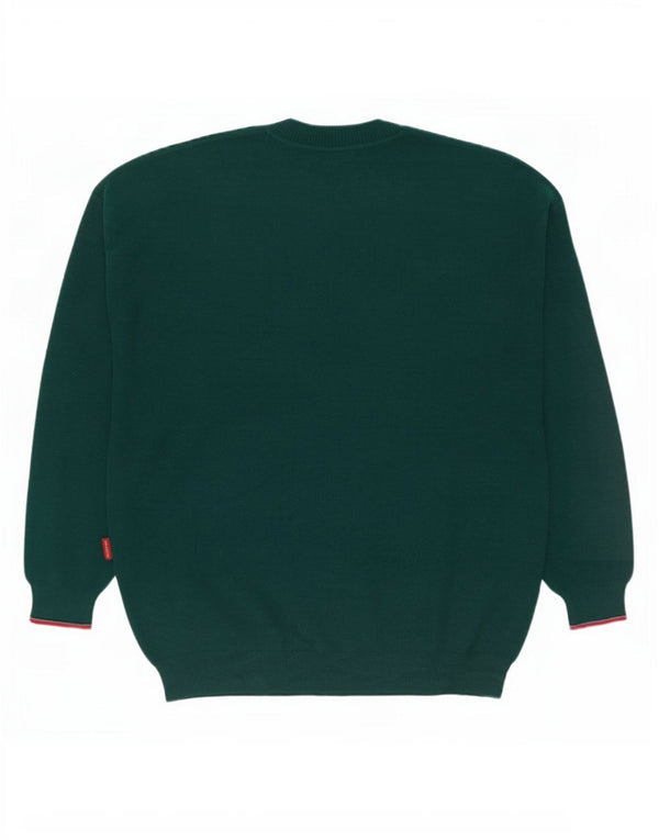 Il Granchio Maglione da uomo girocollo in lana a righe grandi verdi