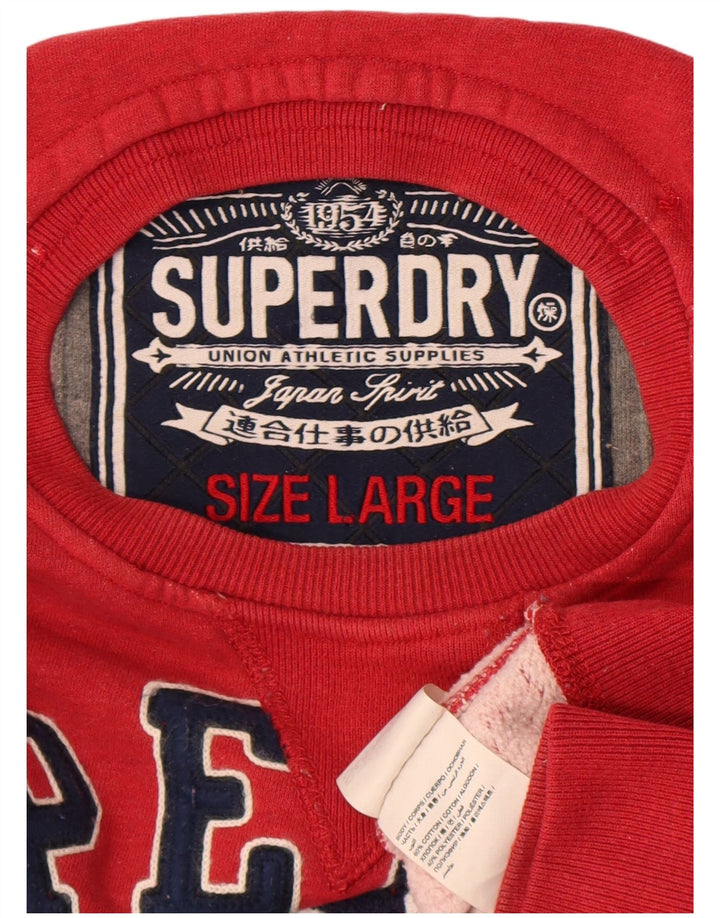 Felpa grafica da uomo Superdry Maglione grande cotone rosso
