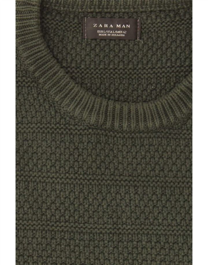 Maglione maglione girocollo da uomo Zara grande verde
