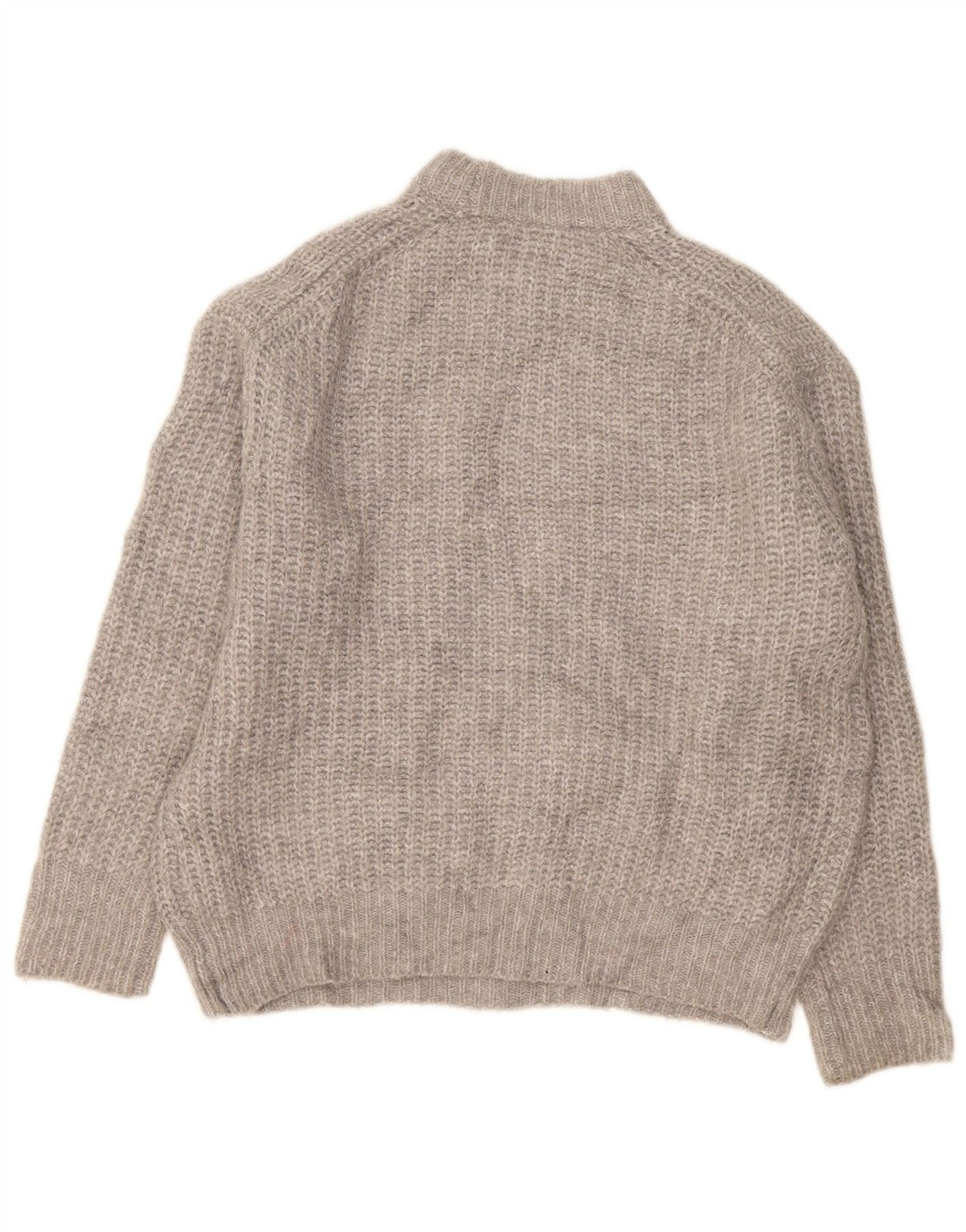 Maglione maglione oversize con collo dolcevita da donna Zara UK 10 piccolo poliestere grigio