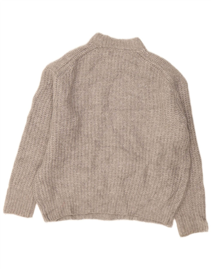 Maglione maglione oversize con collo dolcevita da donna Zara UK 10 piccolo poliestere grigio