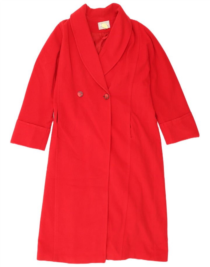 Cappotto doppiopetto oversize da donna Michel Ambers UK 16 Large Red Wool
