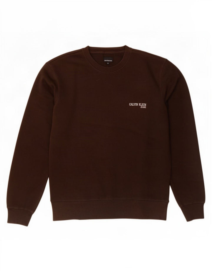 Calvin Klein Jeans Uomo Felpa Maglione XL Marrone Cotone