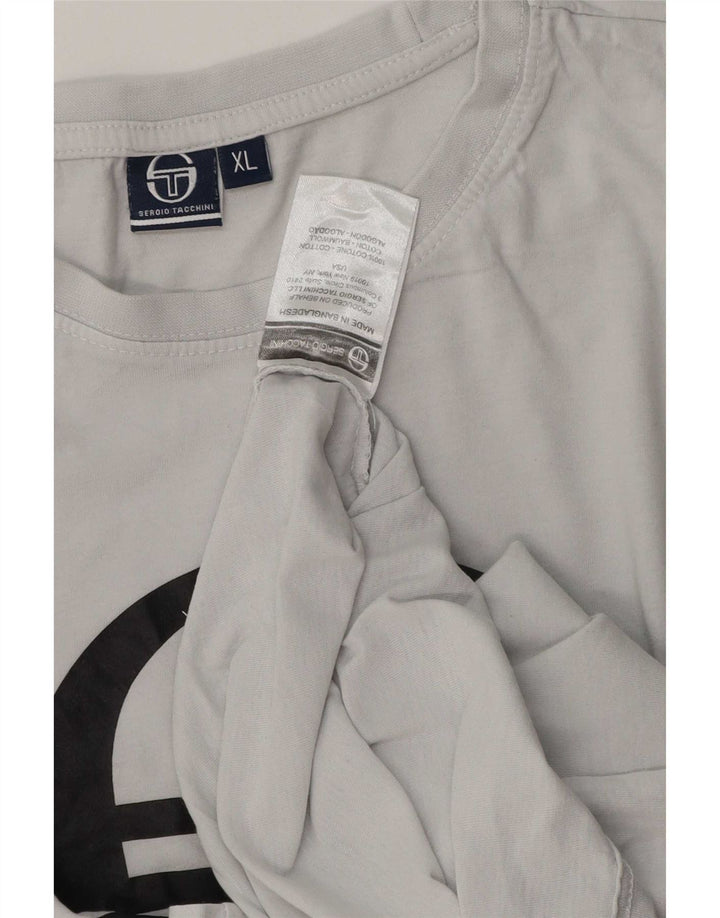 T-shirt grafica da uomo Sergio Tacchini Top XL in cotone grigio