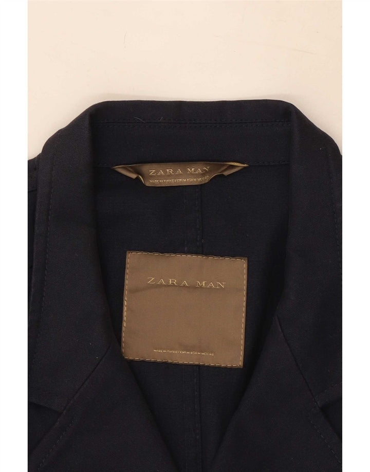 Giacca blazer doppiopetto da uomo Zara UK 38 cotone blu navy medio