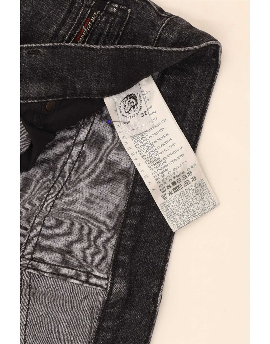 Jeans slim da uomo Diesel W32 L30 cotone grigio