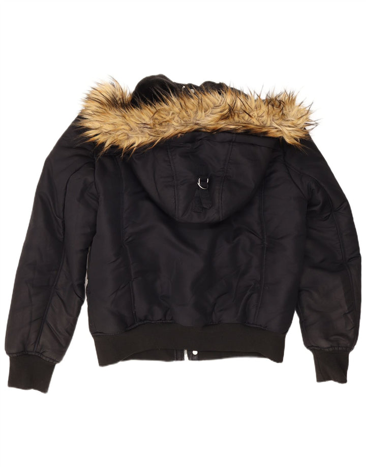 Giubbotto bomber con cappuccio da uomo Zara UK 40 grande poliestere blu navy