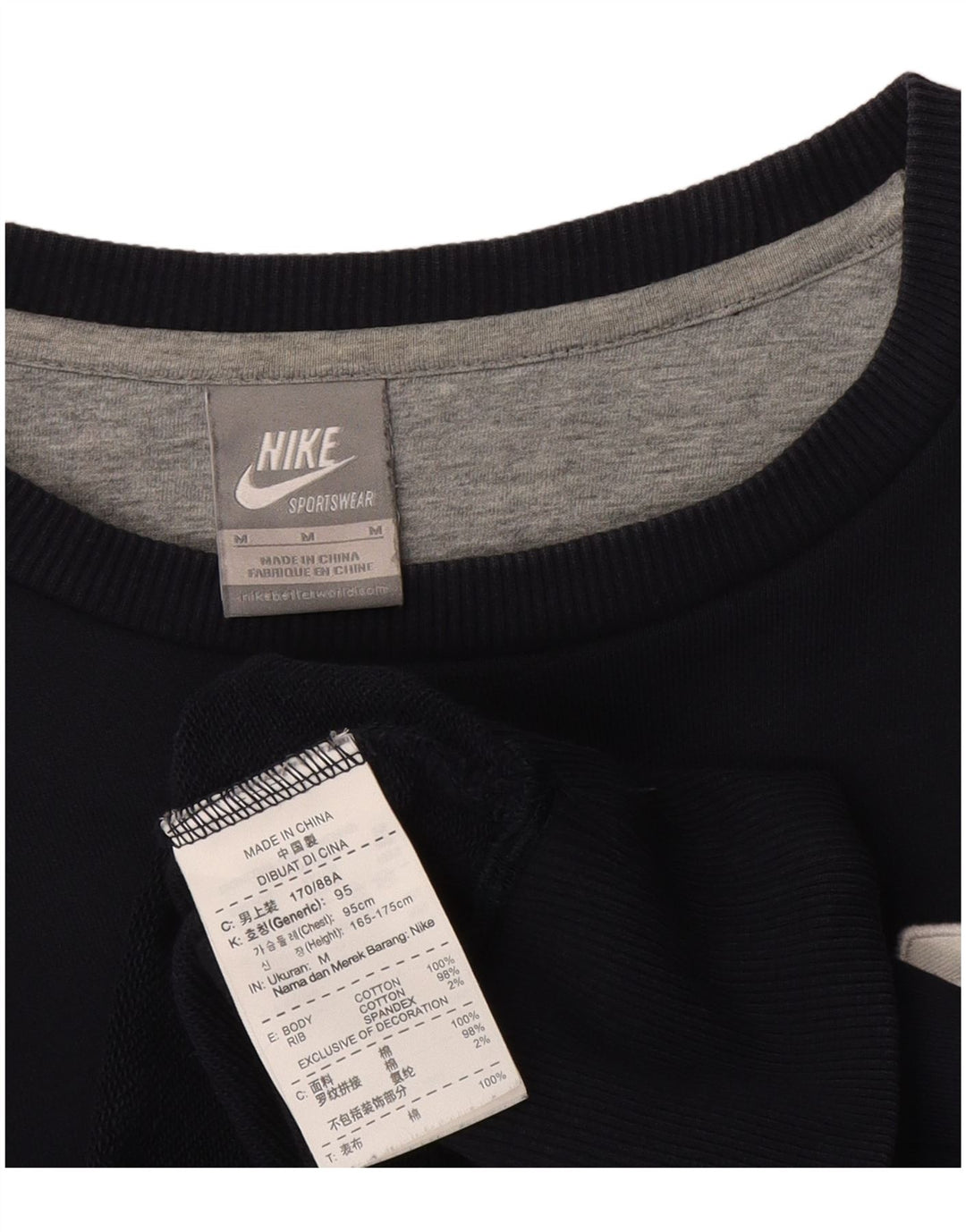 Felpa con grafica Nike da donna, maglione, UK 14, cotone blu navy medio