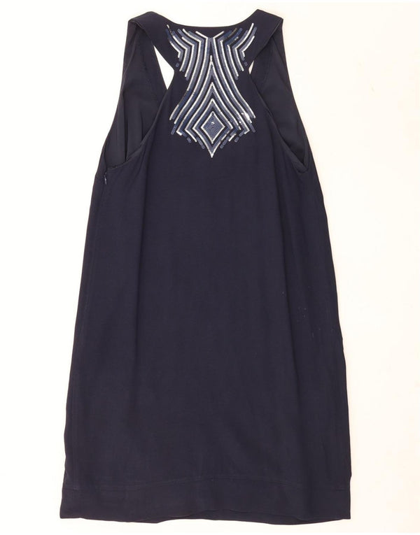 Patrizia Pepe Abito a trapezio senza maniche da donna IT 46 Large Blu Navy geometrico