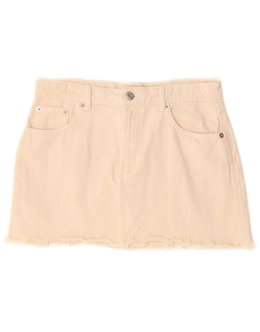 Mini gonna di jeans da donna Zara grande W30 in cotone beige